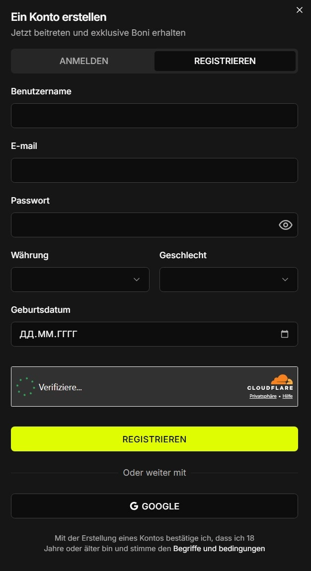 StakePrix Registrierung
